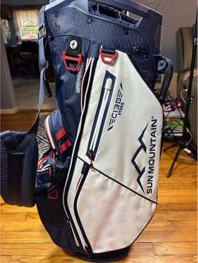 Sun Mountain C-130S Hybrid Stand Golf Bag - Navy / White / Red - 14-Way Divider